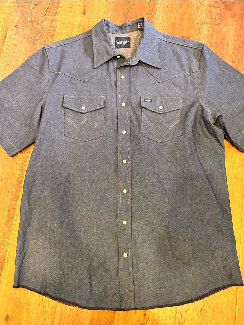 Wrangler Men’s western SS pearl snap Western Shirt - rigid indigo size XLT